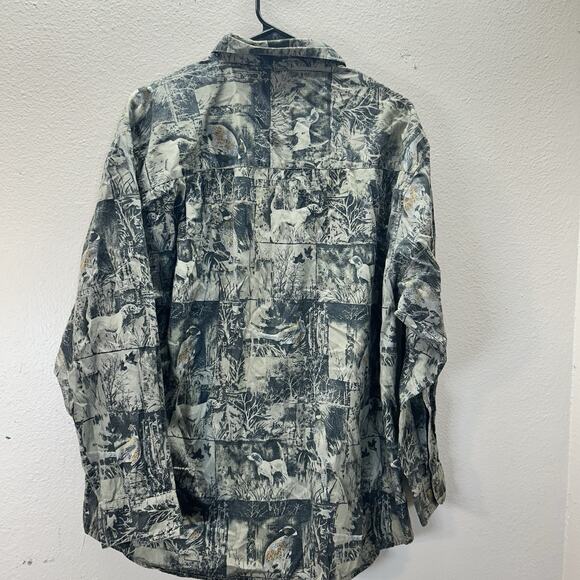 Vtg Field & Stream Button Up Shirt Men L Animal Hunt Allover Print Long Sleeve - Picture 6 of 7